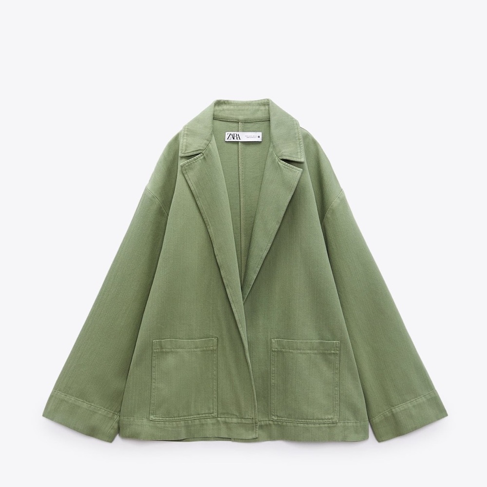 NWT Zara Open Front Denim Blazer
